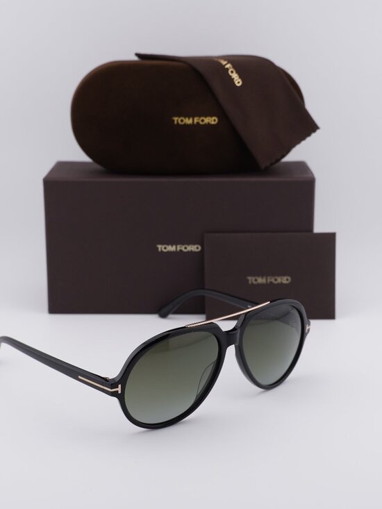 Tom Ford Aalto FT1210 01B Aviator Sunglasses - Shiny Black/Smoke Gradient main image 4